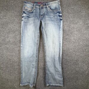 Axe & Crown Jeans Mens 34x29 Blue Denim Cotton Stretch Straight Leg Mid Rise